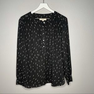 LOFT Black Patterned Long Sleeve Top